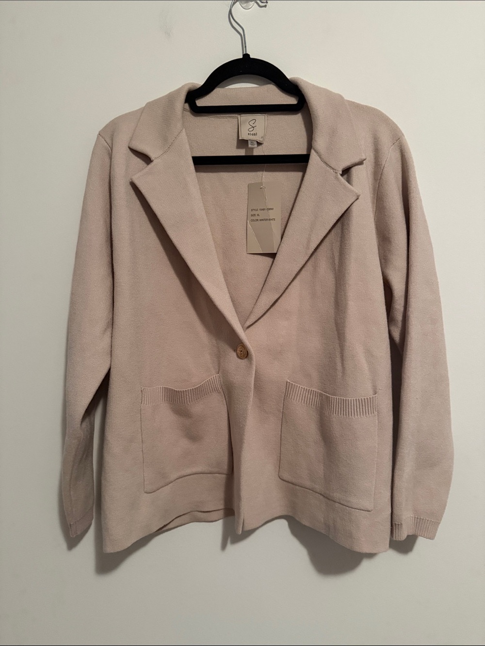 NWT Sioni Light Beige Knit Single-Button Blazer